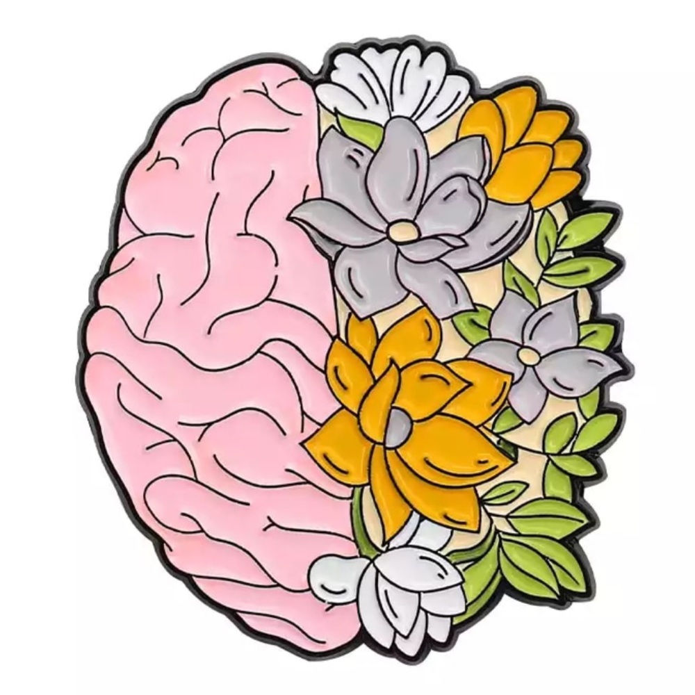 Floral Anatomical Brain Enamel Pin Neuro Science Flowers Student Teacher Gift